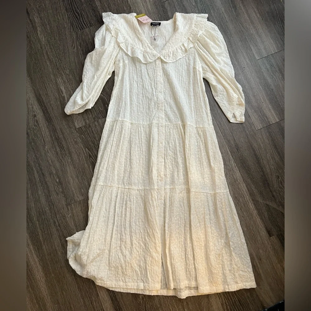 Peter Pan Ruffled Bib Collar Midi Dress - Picture 2 of 5